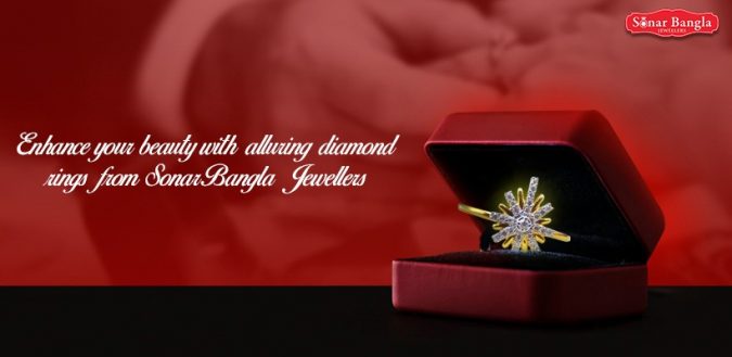 Enhance your beauty with alluring diamond rings from Sonar Bangla Jewellers